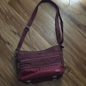 lug Purple Quilted Crossbody Bag with Dual Front Zips